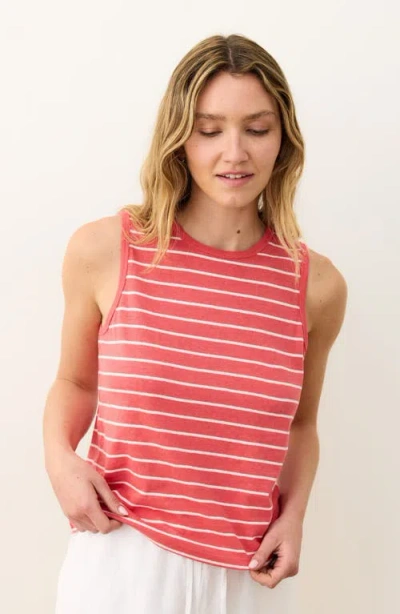 Marine Layer Stripe Hemp & Cotton Blend Tank In Red