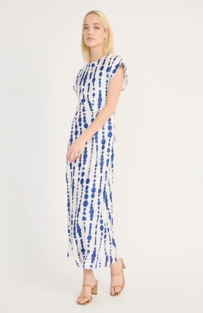 Luxely Inkblot Stripe Cap Sleeve Knot Dress