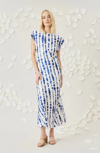 Luxely Inkblot Stripe Cap Sleeve Knot Dress