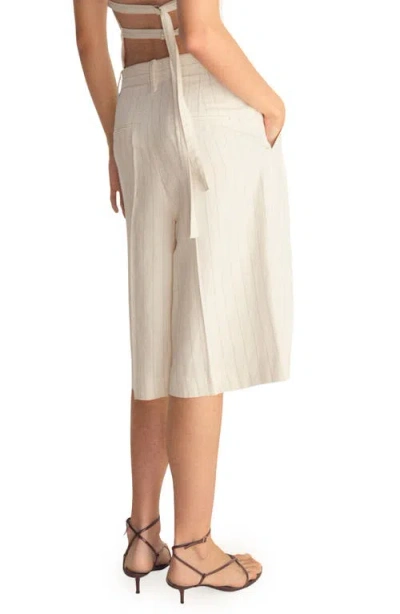 Mango Stripe Bermuda Shorts In White