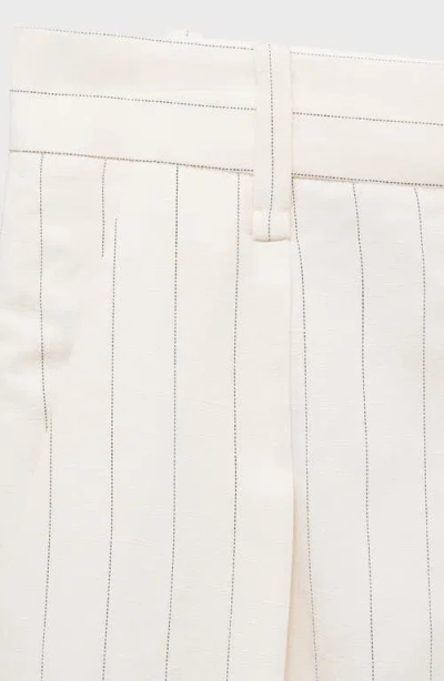 Mango Stripe Bermuda Shorts In White