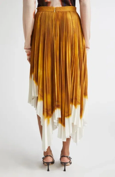 Jason Wu Collection Dip Dye Asymmetric Pleated Midi Skirt
