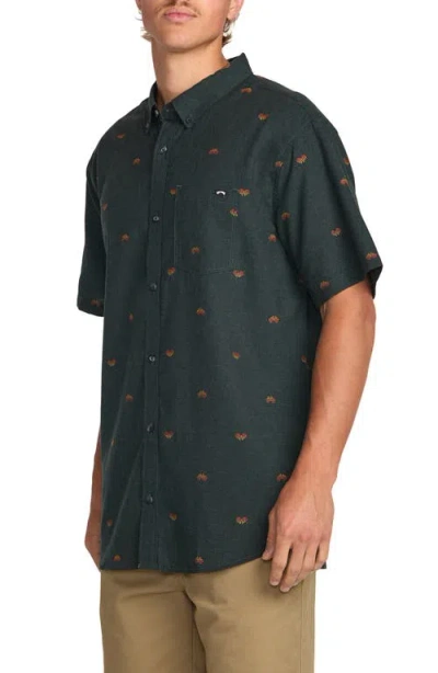 Billabong All Day Jacquard Short Sleeve Button-down Shirt In Green