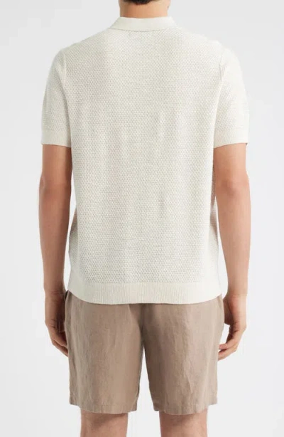 Treasure & Bond Short Sleeve Johnny Collar Polo Sweater In White