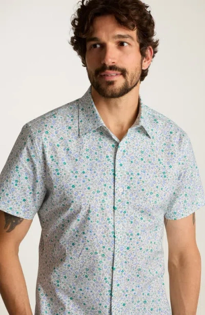 Bonobos Tech Slim Fit Tropical Tiger Print Short Sleeve Performance Button-up Shirt In Multi