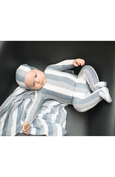 Maniere Manière Stripe Stretch Cotton Terry Footie In Gray