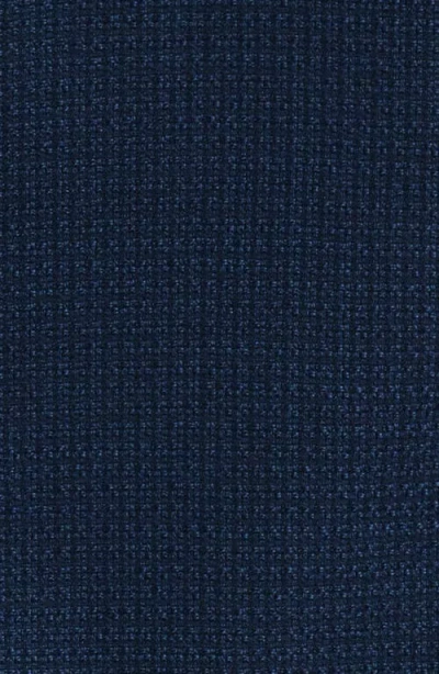Emporio Armani Navy Textured Wool & Cotton Blend Sport Coat In Blue