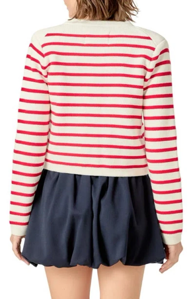 English Factory Stripe Cotton Cardigan