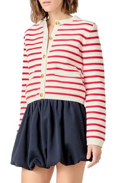 English Factory Stripe Cotton Cardigan