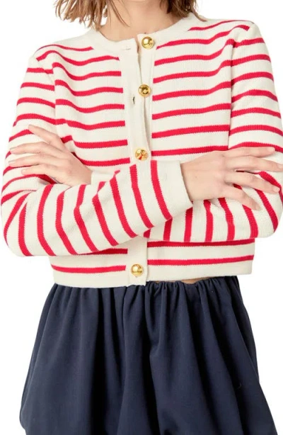 English Factory Stripe Cotton Cardigan