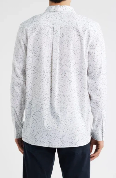 Nordstrom Ditsy Floral Long Sleeve Stretch Cotton Blend Button-up Shirt In Transparent