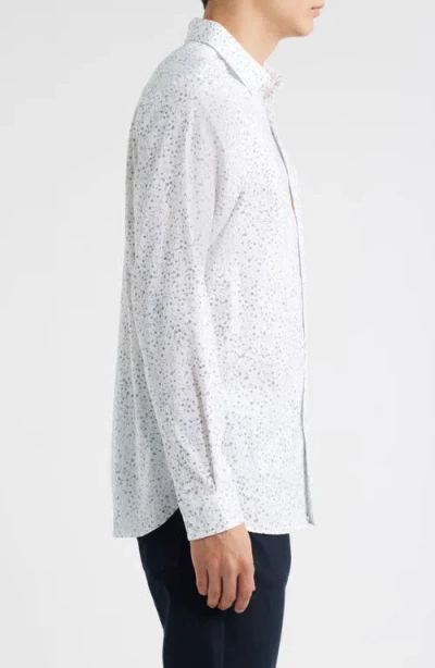 Nordstrom Ditsy Floral Long Sleeve Stretch Cotton Blend Button-up Shirt In Transparent