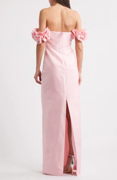 Likely Azi Off The Shoulder Column Gown In Pink