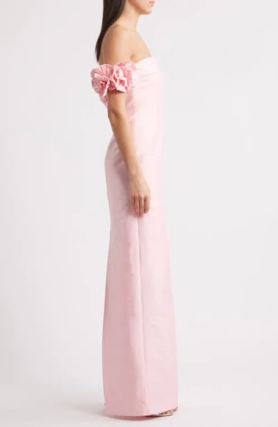 Likely Azi Off The Shoulder Column Gown In Pink