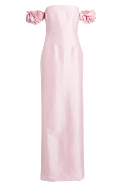 Likely Azi Off The Shoulder Column Gown In Pink