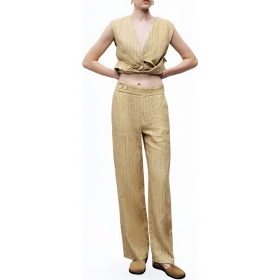 Nocturne Linen Striped High-waist Pants