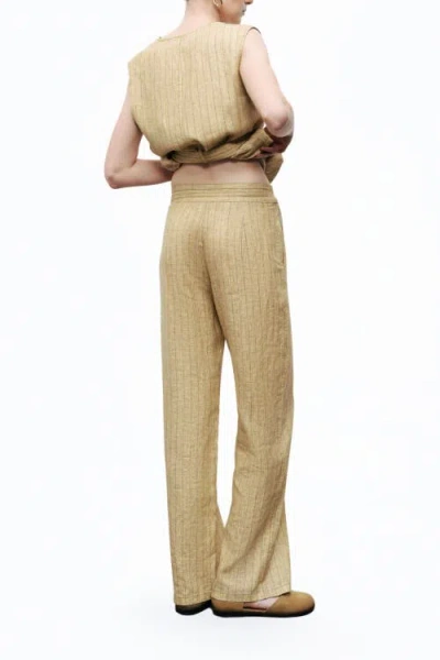 Nocturne Linen Striped High-waist Pants