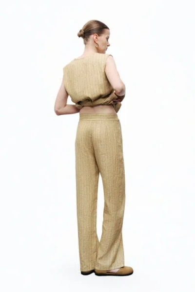 Nocturne Linen Striped High-waist Pants