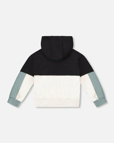 Deux Par Deux Boys' French Terry Color Block Full Zip Hoodie Cardigan Sweatshirt - Little Kid, Big K In Blue