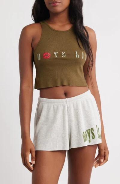 Boys Lie Cadet Bee Gee Rib Crop Tank In Brown