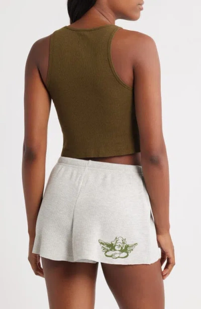Boys Lie Cadet Bee Gee Rib Crop Tank In Brown