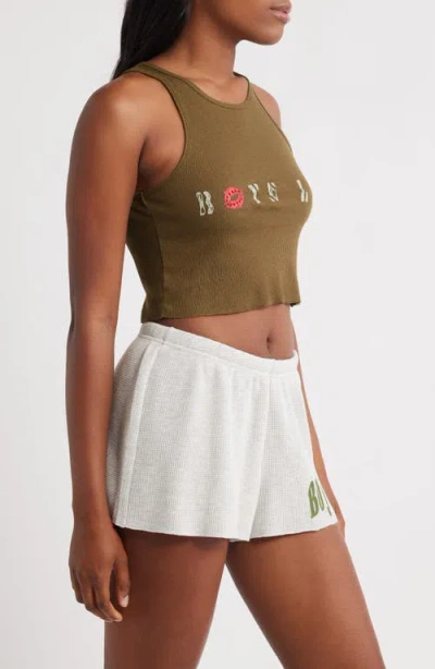 Boys Lie Cadet Bee Gee Rib Crop Tank In Brown