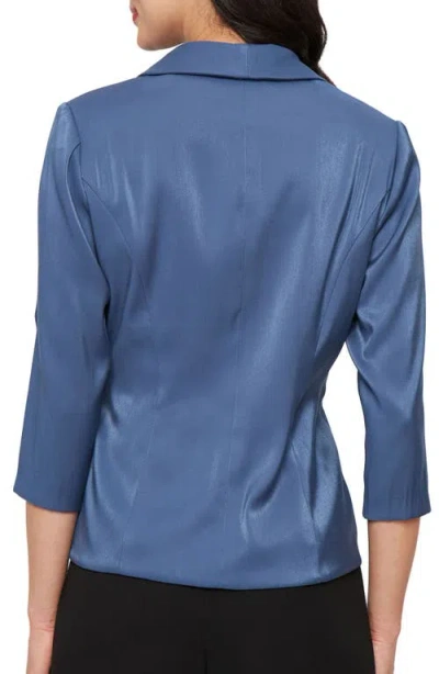 Alex Evenings Shawl Collar Wrap Top In Blue