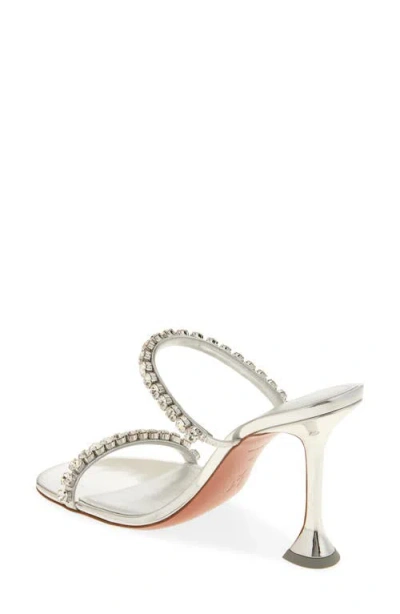 Amina Muaddi Gigi Crystal Strap Metallic Sandal