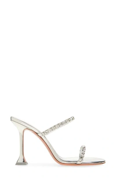 Amina Muaddi Gigi Crystal Strap Metallic Sandal