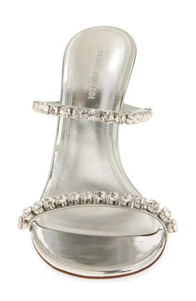Amina Muaddi Gigi Crystal Strap Metallic Sandal