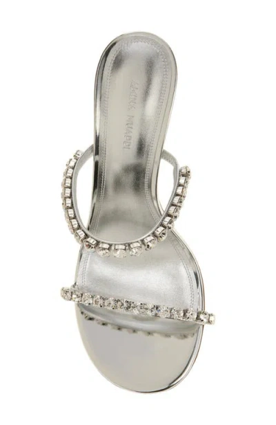 Amina Muaddi Gigi Crystal Strap Metallic Sandal