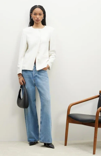 Nordstrom Collarless Twill Blazer In White