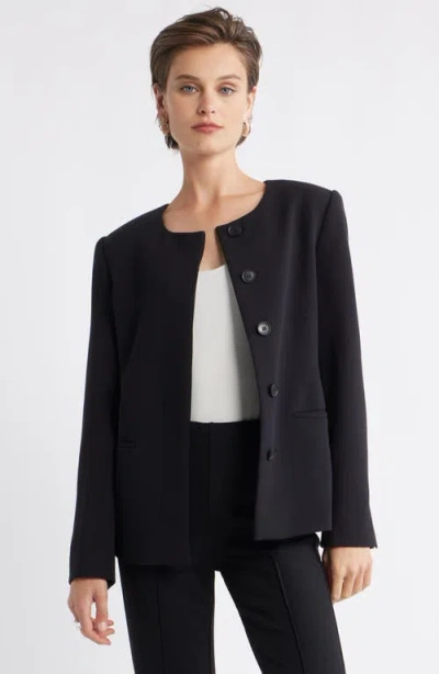 Nordstrom Collarless Twill Blazer In Blue