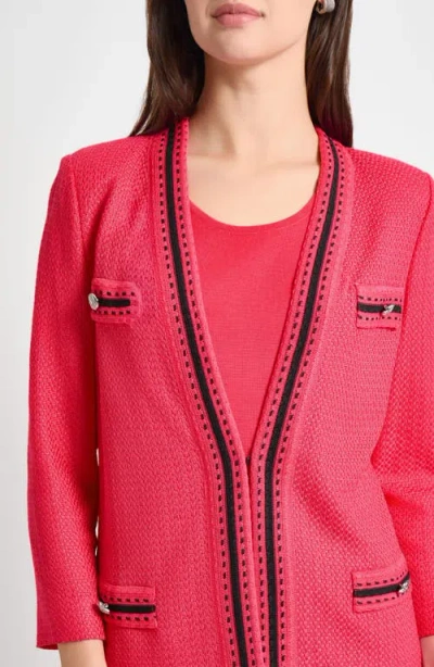 Ming Wang Heritage Fit Contrast Trim Knit Jacket