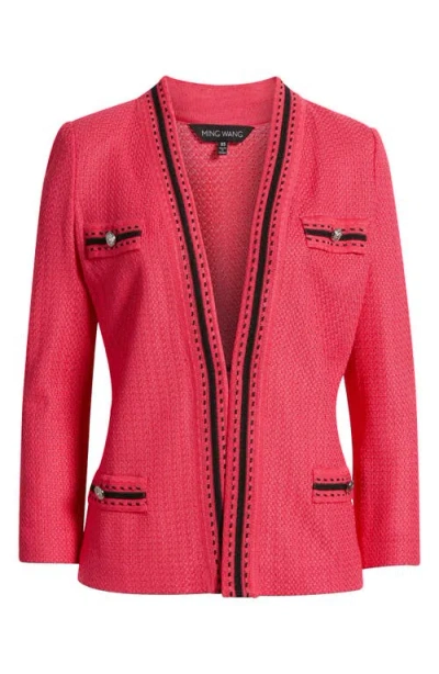 Ming Wang Heritage Fit Contrast Trim Knit Jacket
