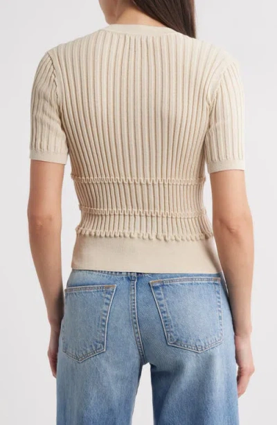 Rag & Bone Stacey Rib Short Sleeve Cotton Blend Cardigan In Neutral