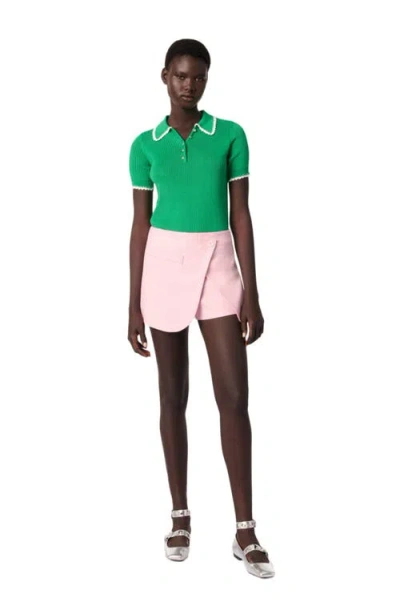 Maje Pointelle Knit Crochet Polo