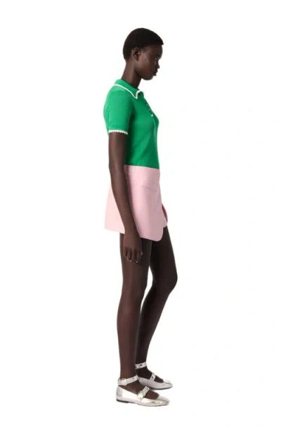 Maje Pointelle Knit Crochet Polo