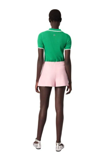 Maje Pointelle Knit Crochet Polo