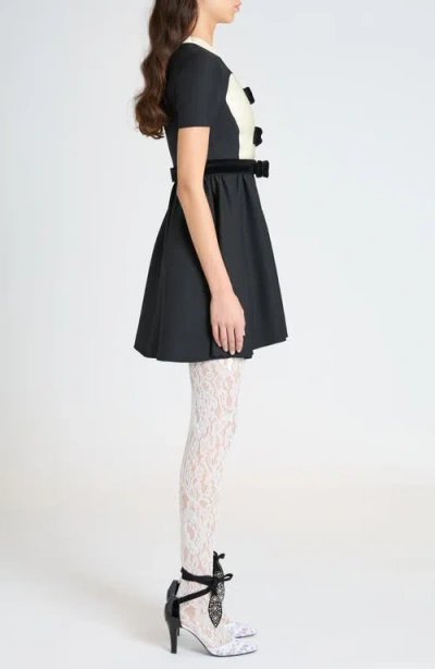 Valentino Crêpe Couture Mini Dress With Bows In Black