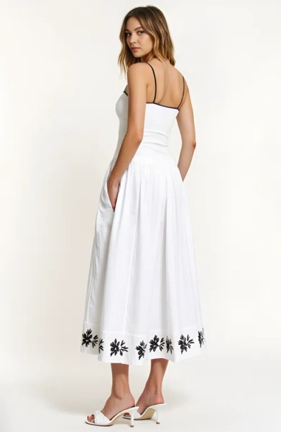 Modenaire Strapless Embroidered Hem A-line Dress With Corset Waist