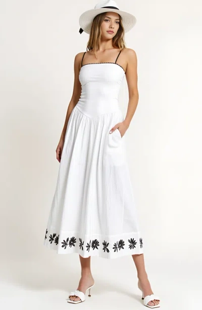 Modenaire Strapless Embroidered Hem A-line Dress With Corset Waist