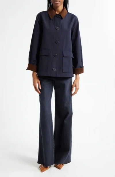 Veronica Beard Arlen Corduroy Trim Dickey Jacket In Blue