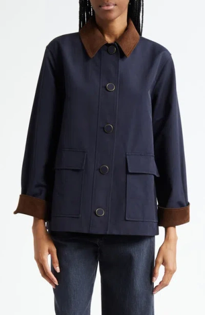 Veronica Beard Arlen Corduroy Trim Dickey Jacket In Blue