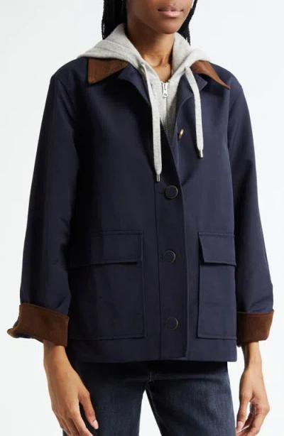 Veronica Beard Arlen Corduroy Trim Dickey Jacket In Blue