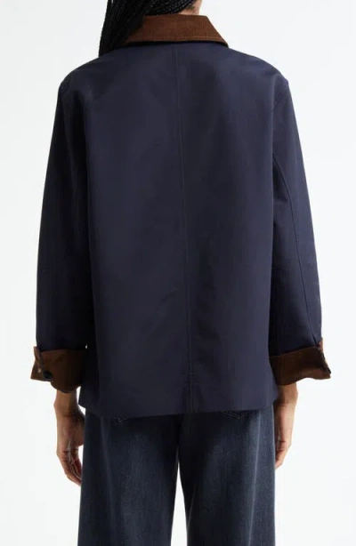 Veronica Beard Arlen Corduroy Trim Dickey Jacket In Blue