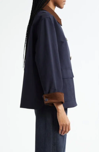 Veronica Beard Arlen Corduroy Trim Dickey Jacket In Blue
