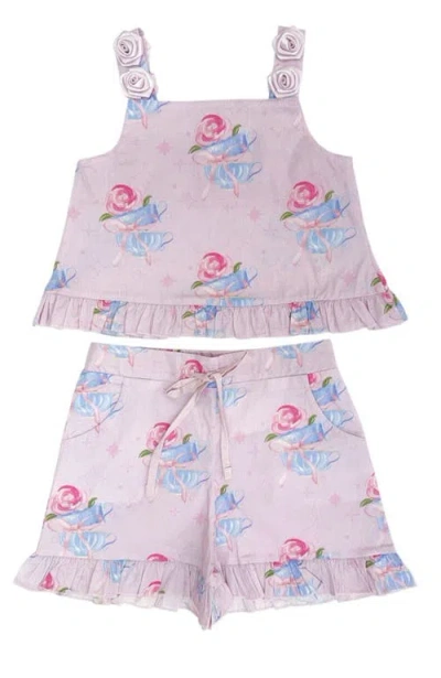 Petite Maison Kids Maya Teacup Pink Girls Top And Shorts Set In Pink