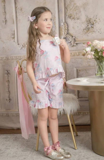 Petite Maison Kids Maya Teacup Pink Girls Top And Shorts Set In Pink