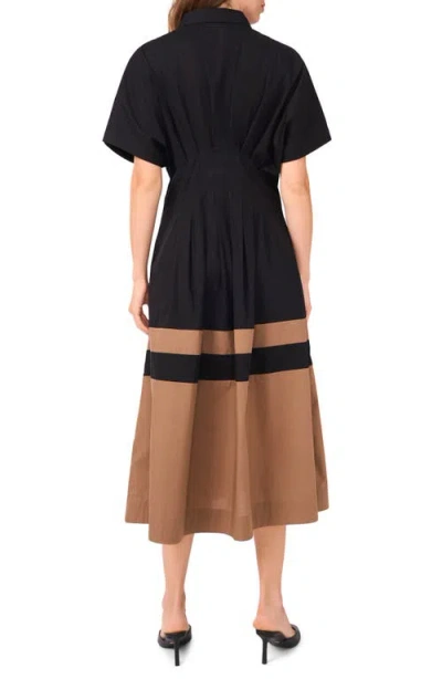 Halogenr Halogen(r) Colorblock Pleated Cotton Poplin Shirtdress